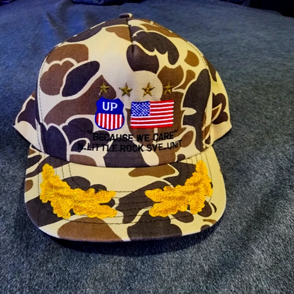 Camouflage Gold Leaf Cap with Embroidered Flags